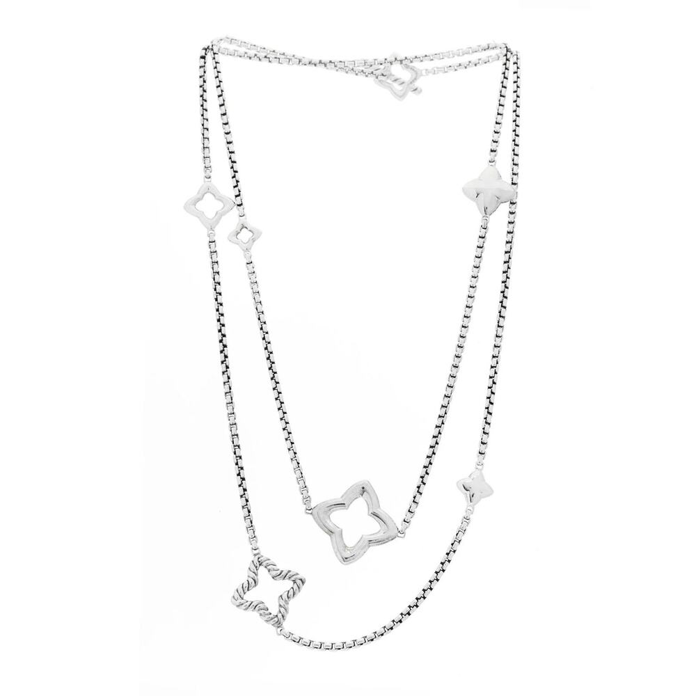 David Yurman Sterling Silver 25mm Quatrefoil Chain Necklace